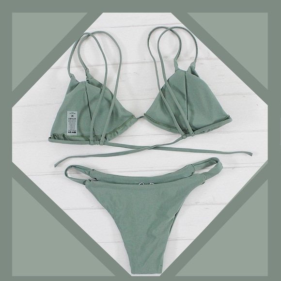 Host Pick Low Waist Triangle Olive Green Bikini - Picture 4 of 5